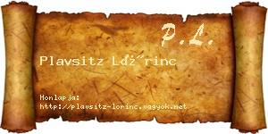 Plavsitz Lőrinc névjegykártya